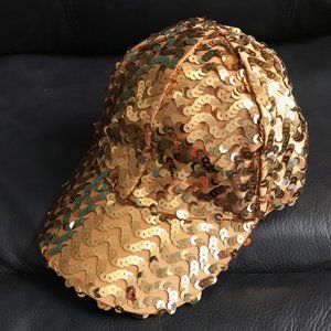 Gold Sequin Adjustable Baseball Cap